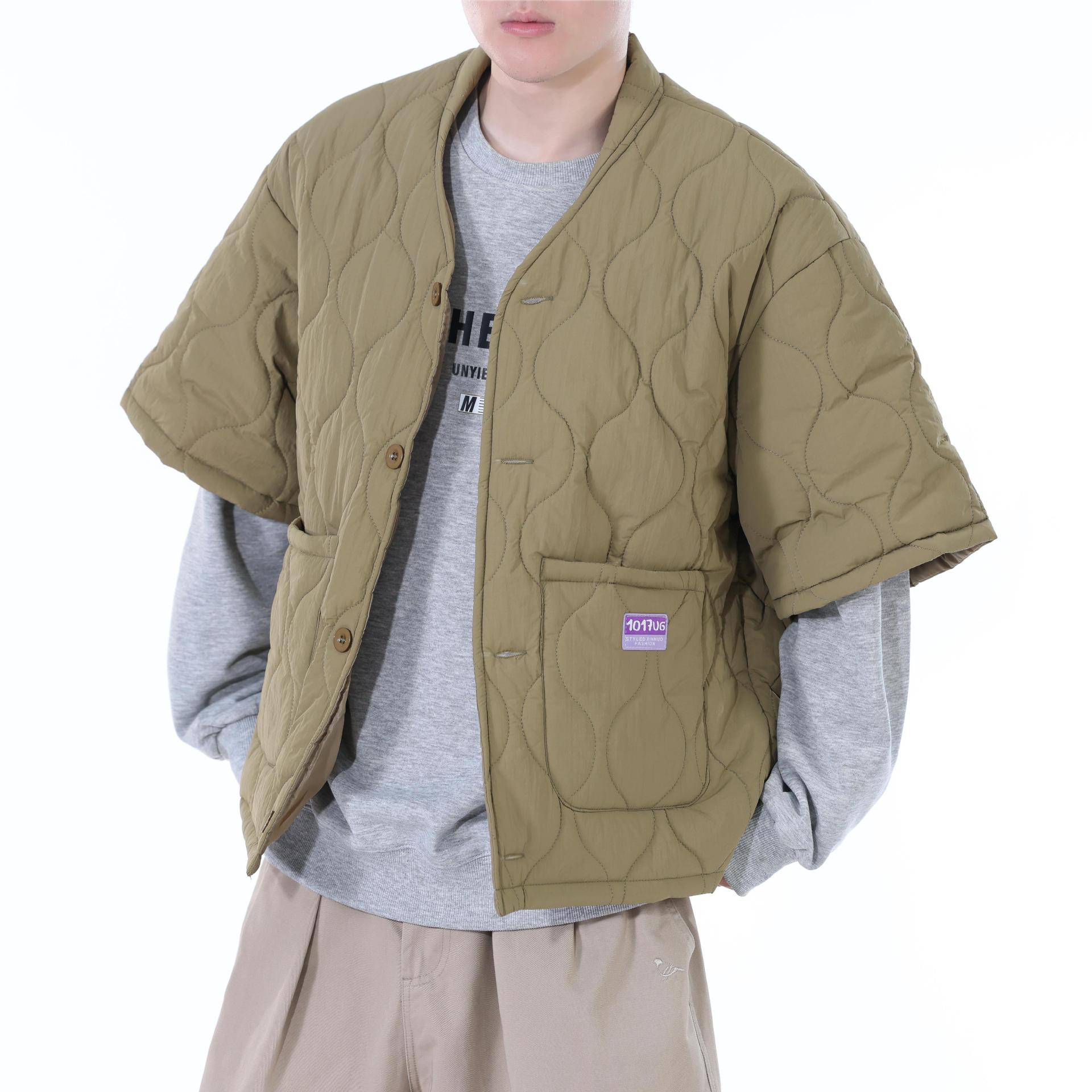 Haori Japanese Jacket - 秋冬新作、メンズ用和風コットンコート、レトロスタイル、ゆったりとした半袖、女性用トレンドコットンコート