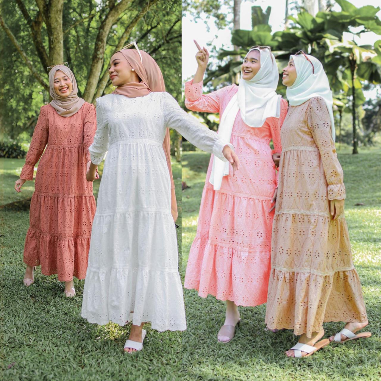 Ethnic Fashion Wear - インドネシア製中空レースドレス婦人服エスニックステージ衣装花柄ソフト素材秋コレクションおしゃれ