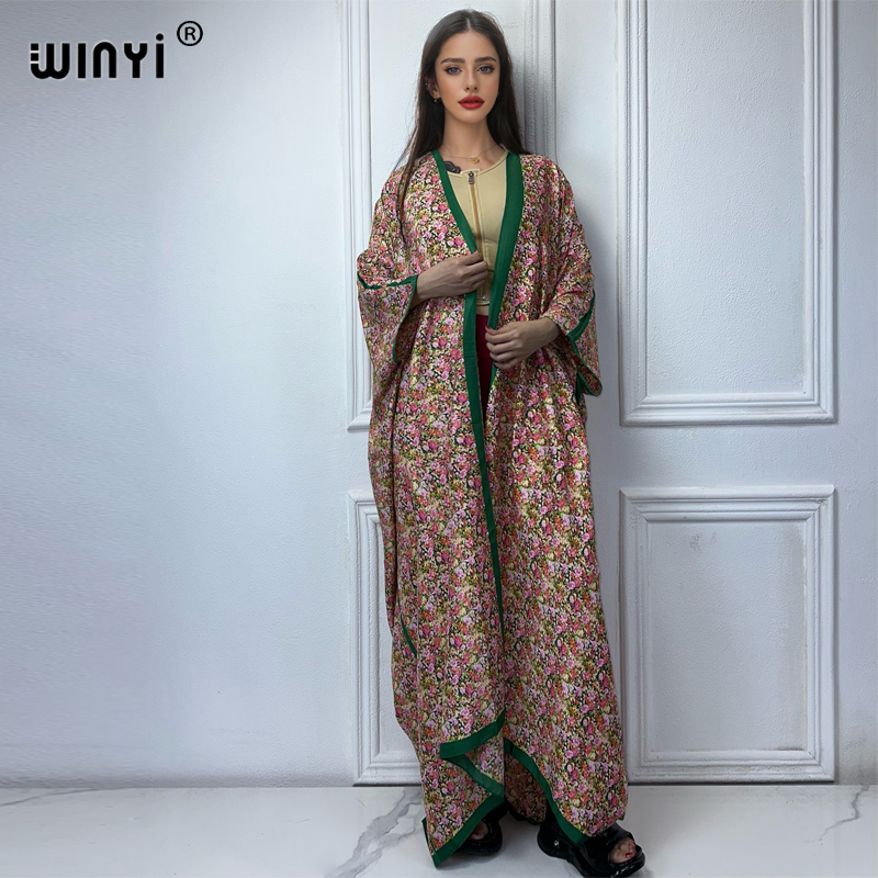 Kaftan Women Boho - Winyi-女性のためのセクシーなプリント着物,ゆったりとしたカーディガン,ブラウス,ビーチカバーアップ,自由奔放に生きるマキシドレス,カフタン,夏