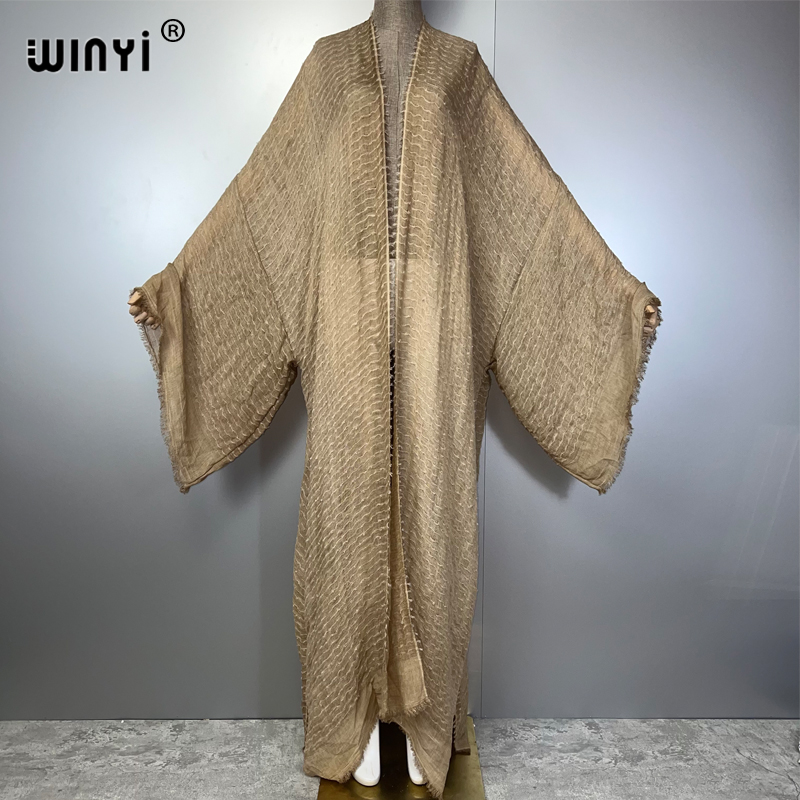 Kaftan Women Boho - WINYI 幾何学プリント着物カフタンビーチウェアカーディガンイブニングドレスアバヤドバイ高級カバーアップビーチ衣装女性ロングドレス