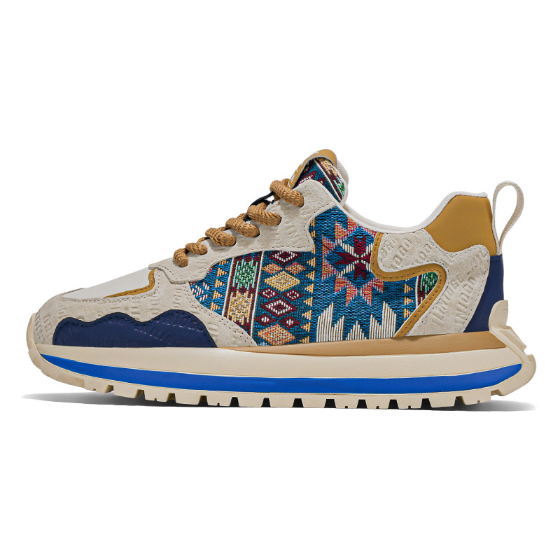 Fashion Ethnic Wear For Men - 2026年春新作エスニックスタイルメンズシューズ おしゃれな刺繍入りスポーツカジュアル快適厚底身長アップシューズ