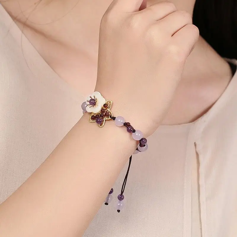 Ethnic Fashion For Ladies - 中国のクリスタル森ブレスレット森ガールパープルエスニックスタイルアンティークハンドストリングパーソナライズされた国民スタイルファッションフレッシュレディース