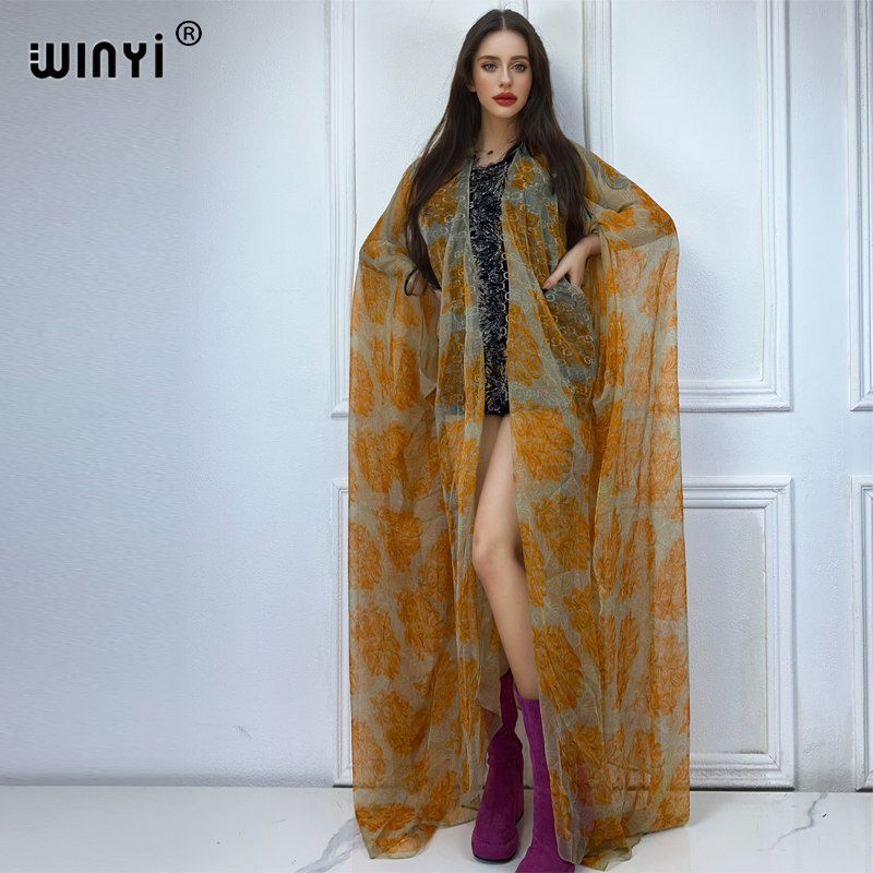 Kaftan Women Boho - Winyi-自由奔放に生きるプリントのビーチドレス,セクシーな着物,遠近法のカーディガン,カフタン,ビキニのカバーアップ,休暇の衣装,夏