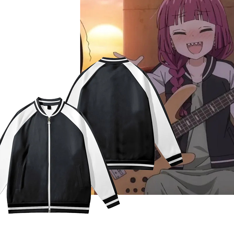 Haori Japanese Jacket - ぼっち・ザ・ロック！ キクリ・ヒロイパーカーコスプレ衣装シマ・イワシタ野球ユニフォームフード付きガールメンズアニメジッパージャケット衣装