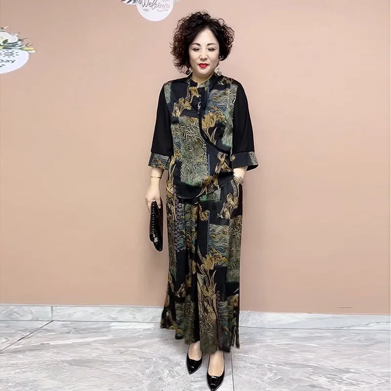 Ethnic Fashion Wear - 女性用ワイドレッグパンツセット,ルーズフィット,レディースファッション,エスニックスタイル,中高年向け,ニューコレクション2020