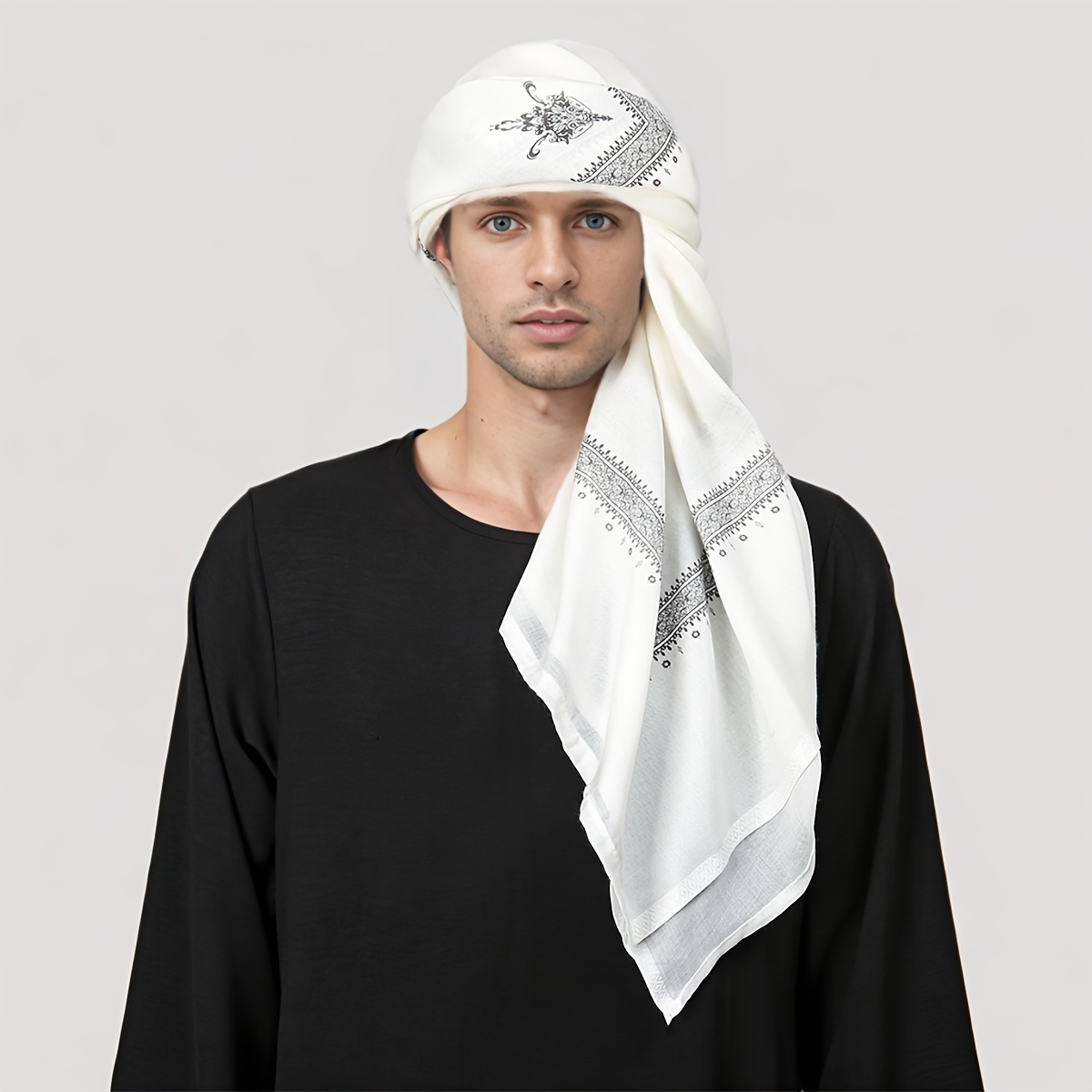 Fashion Ethnic Wear For Men - エスニックレトロ柄メンズヘッドスカーフ、カジュアルバンダナ、普段使いスタイル装飾スカーフ