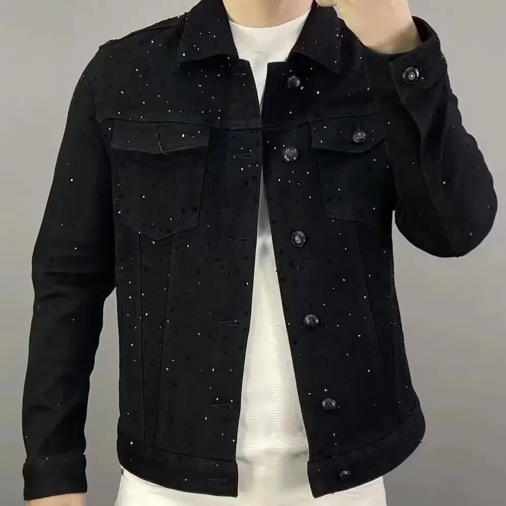 Haori Japanese Jacket - メンズデニムジャケット,スリム,ショート,カジュアル,ブラック,ダイヤモンド,ルーズ,シックでエレガント,日本,ロックzl459,低コスト