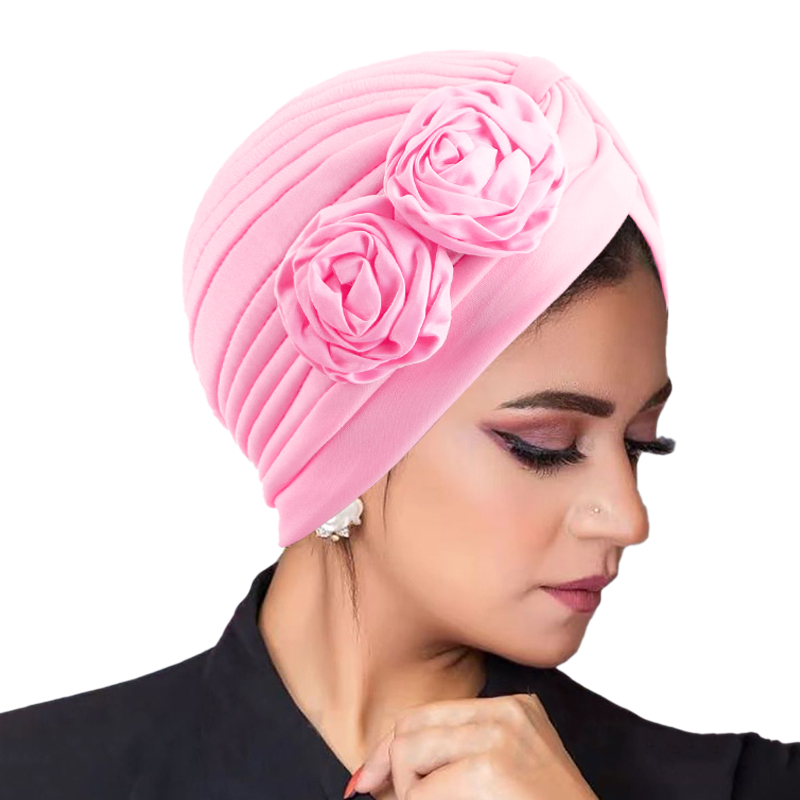 Ethnic Fashion For Ladies - イスラム教徒のファッション花ヒジャーブターバンエスニックイスラム女性ビーニー帽子脱毛化学療法帽子ヘッドラップキャップトレンディな女性バンダナ
