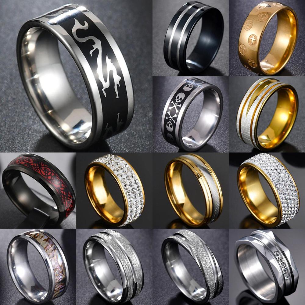 Fashion Ethnic Wear For Men - Memolissa-男性用ドラゴンデザインリング,パンクスタイル,レトロ,ステンレススチール,ラージ,ブラックカラー