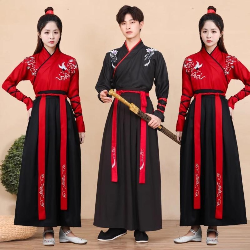 Ethnic Style Dresses - 伝統的な中国服漢服ドレスコスプレ衣装エスニックスタイル女性服男性ヴィンテージパーティーステージ武術カンフー