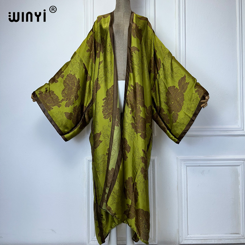 Kaftan Women Boho - Winyi-女性のボヘミアンプリント着物,カーディガン,ビーチウェア,カフタン,マキシコート