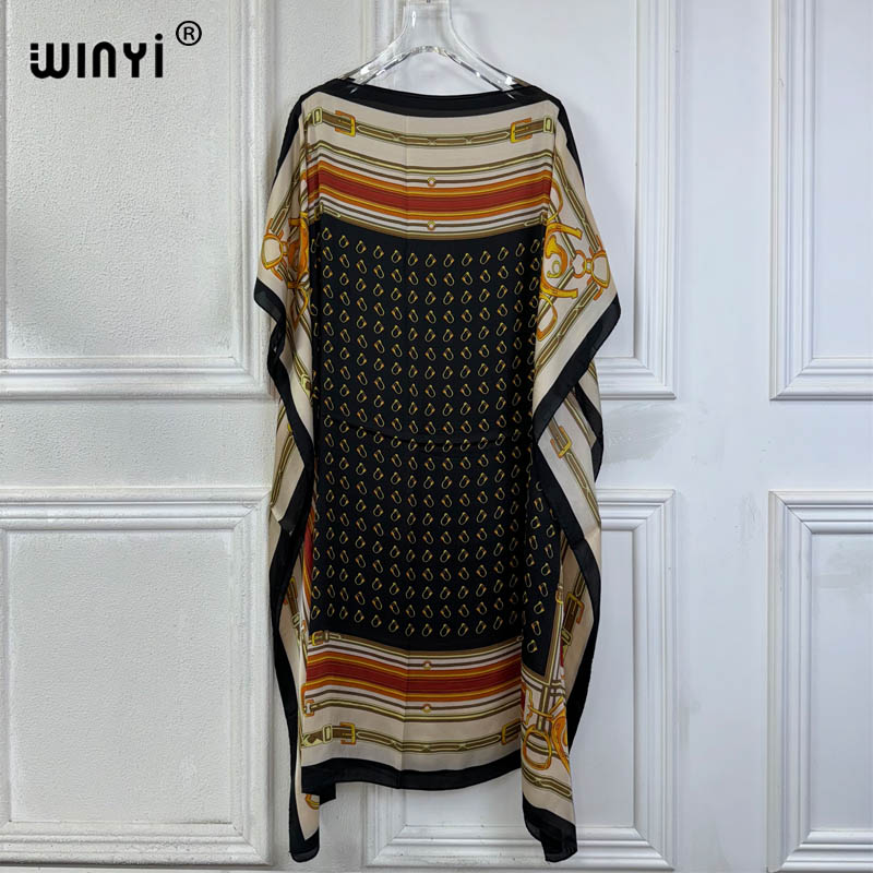 Kaftan Women Boho - Winyi-セクシーなアフリカの女性のビーチドレス、自由奔放に生きるプリント、ビーチウェア、パーティー、カフタン、イスラム教徒のカバーアップ、夏