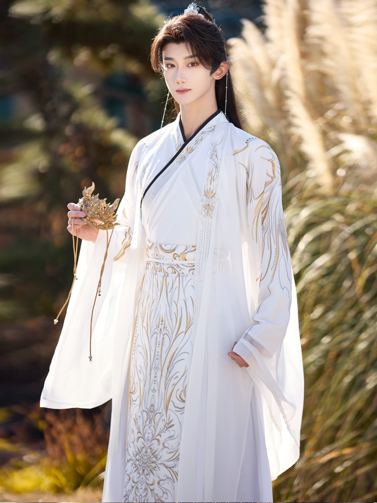 ダークブラックプリント男性漢服 新スタイル 魏晋ファッション - Ethnic Fashion Wear のレビューと価格
