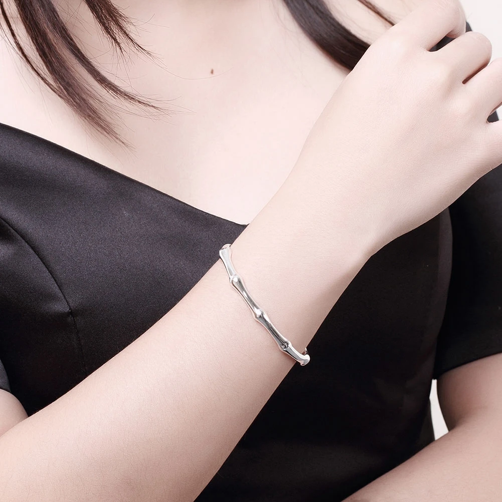 ホットy2kスタイル925スターリングシルバーかわいい竹節バ - Y2K Ethnic Fashion のレビューと価格