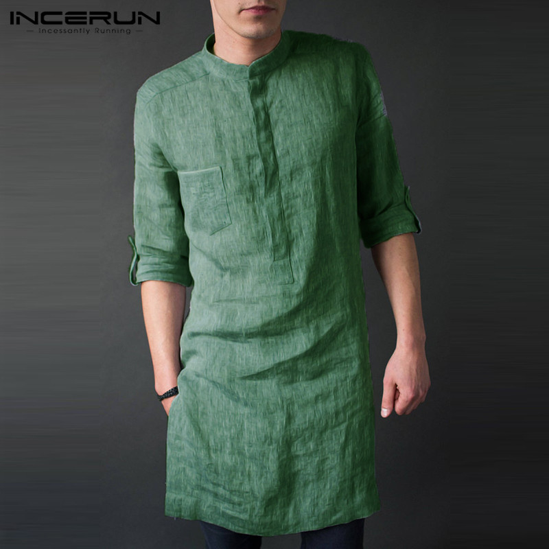 インセルン-メンズ長袖ミドル丈Tシャツ,無地のイスラム教徒の - Kurta Men Cotton のレビューと価格