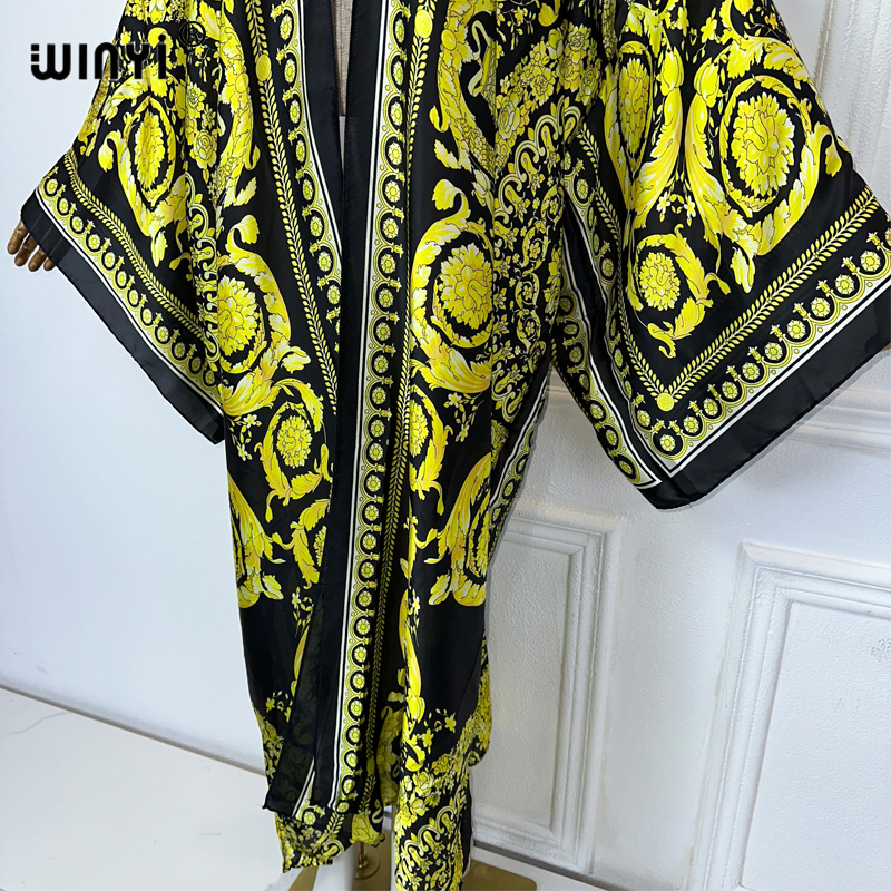 Winyi-ボヘミアンプリントの着物,女性用,カーディガン, - Kaftan Women Boho のレビューと価格