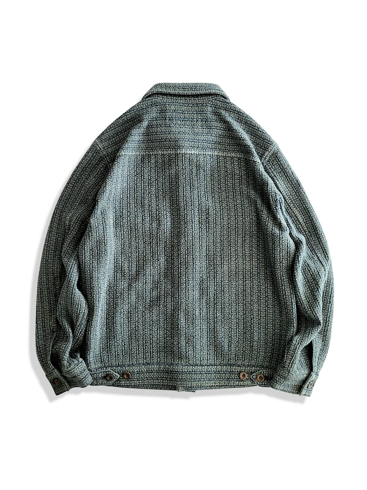 アメカジウェア服メンズハニカムストライプデニムカジュアルジャ - Haori Japanese Jacket のレビューと価格