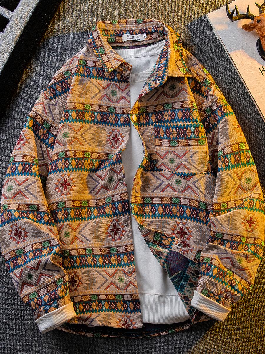 男性用 日本民族風 織りシャツ レトロ ボヘミアン アーティ - Haori Japanese Jacket のレビューと価格