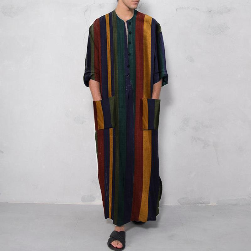 プリント柄ロングメンズシャツ、ロングローブ風エスニック中華風 - Fashion Ethnic Wear For Men のレビューと価格