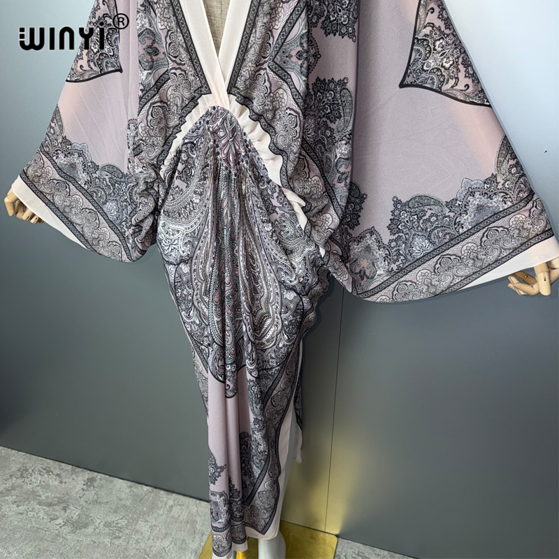 WINYI Vネックセクシードレスアラビア伝統柄女性用ホリデ - Kaftan Women Boho のレビューと価格