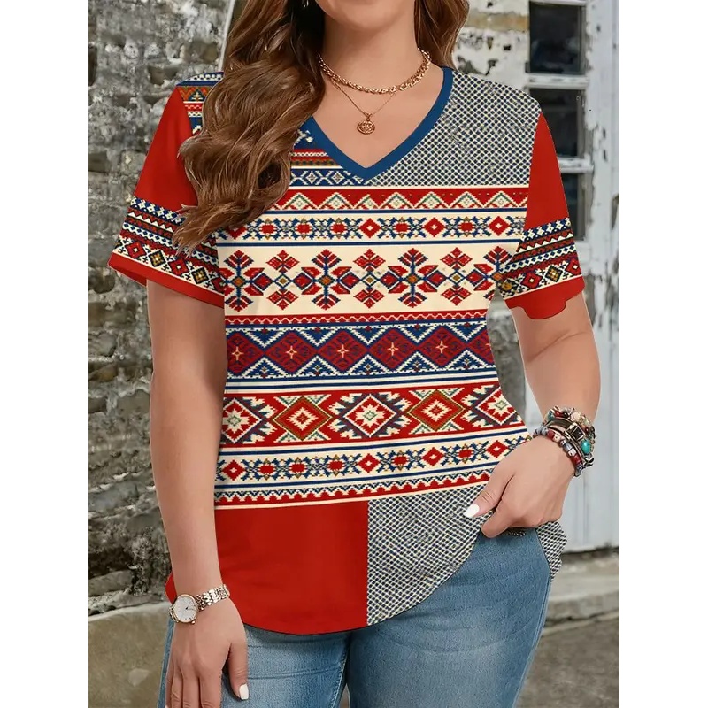 女性用3DプリントエスニックスタイルTシャツ、ファッショナブ - Y2K Ethnic Fashion のレビューと価格