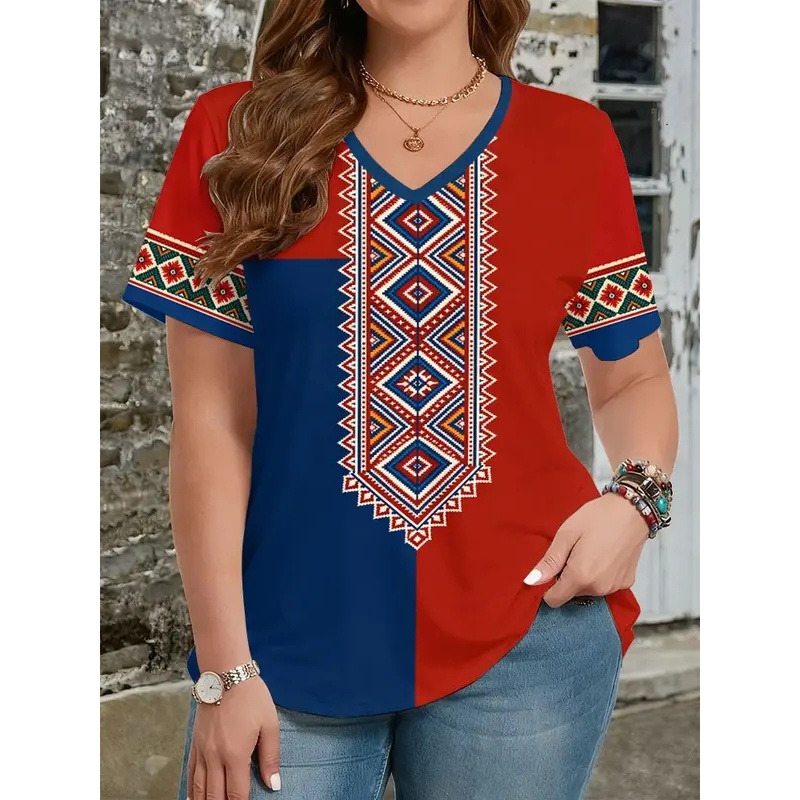 女性用3DプリントエスニックスタイルTシャツ、ファッショナブ - Y2K Ethnic Fashion のレビューと価格