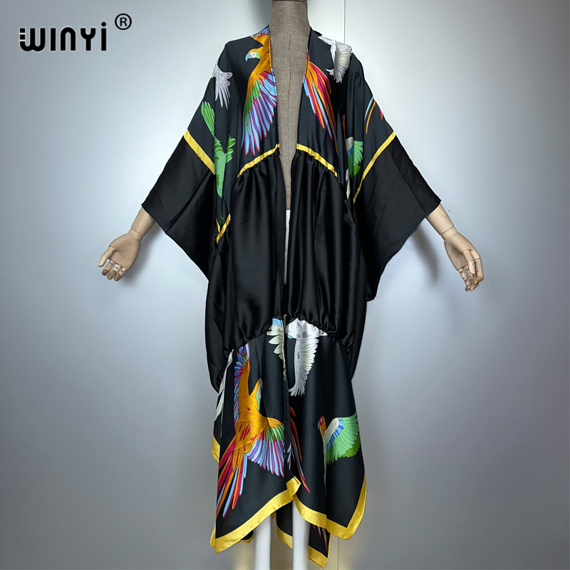 WINYIプリントボヘミアン着物風マキシビーチウェアカバーア - Kaftan Women Boho のレビューと価格