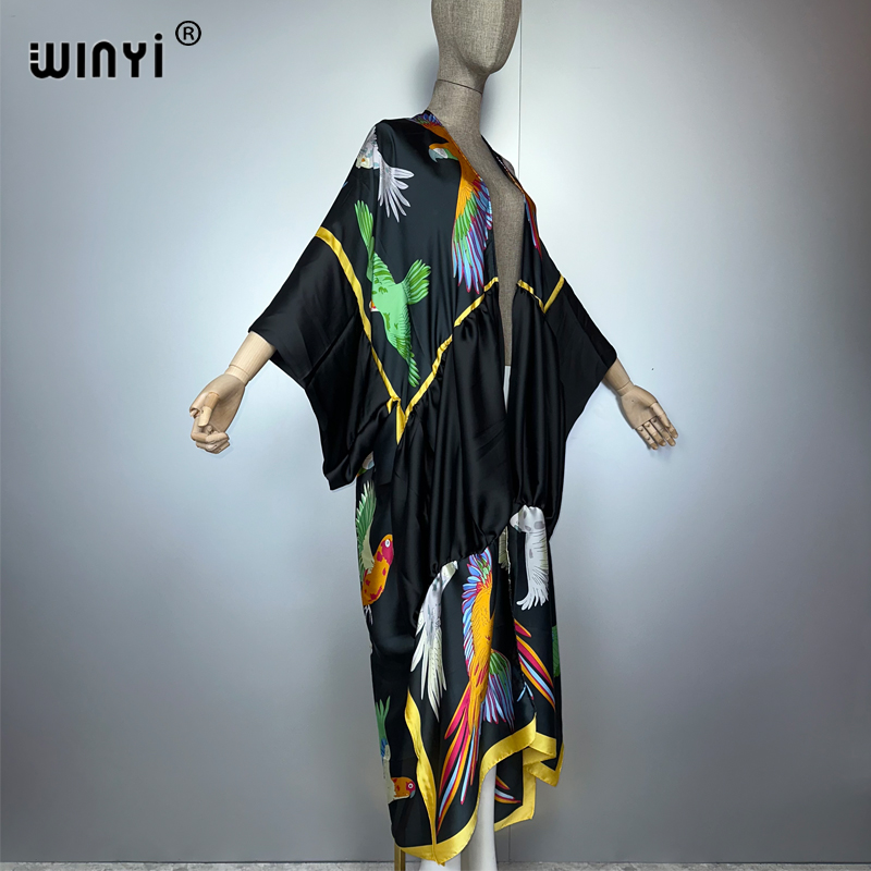 WINYIプリントボヘミアン着物風マキシビーチウェアカバーア - Kaftan Women Boho のレビューと価格