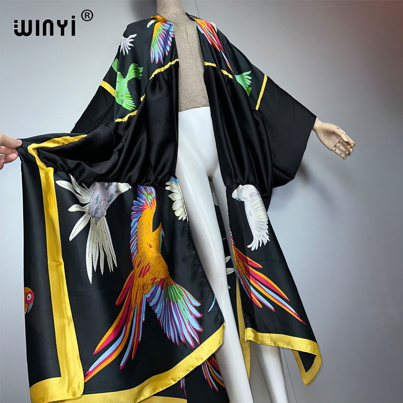 WINYIプリントボヘミアン着物風マキシビーチウェアカバーア - Kaftan Women Boho のレビューと価格