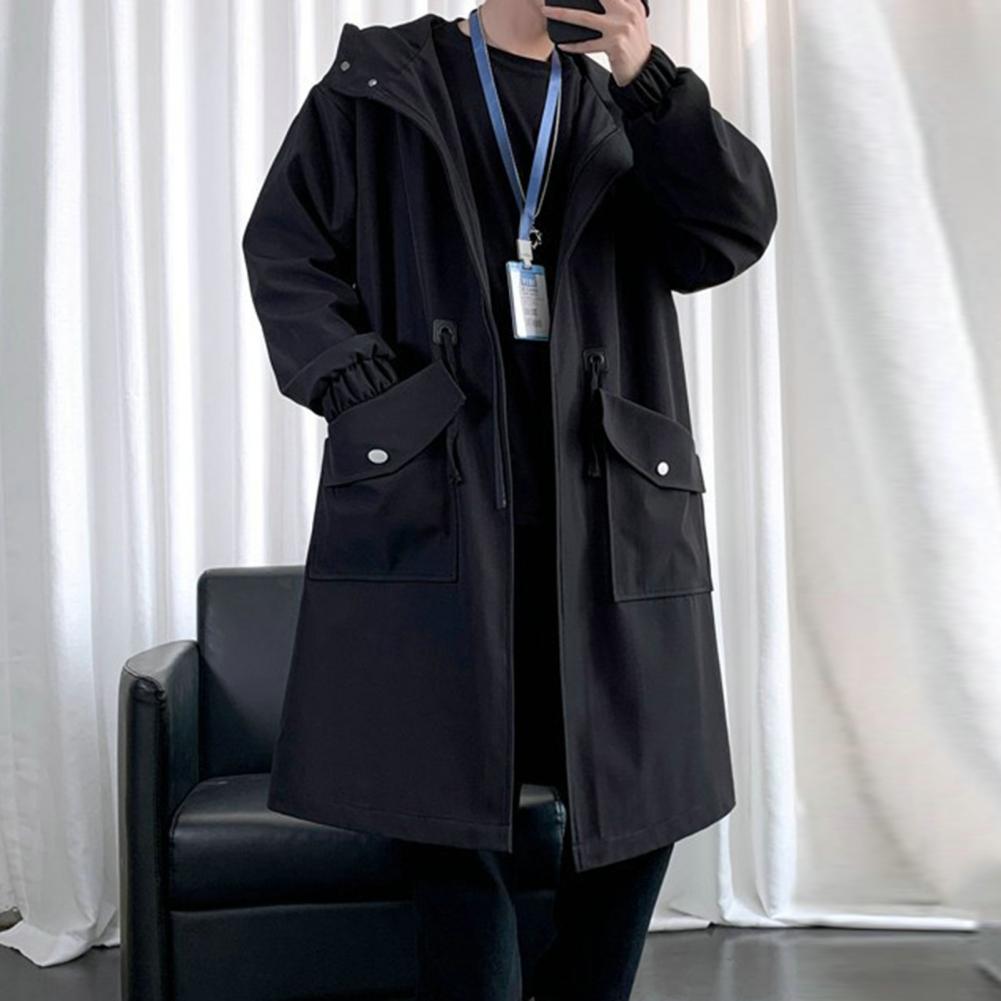 メンズロングフード付きトレンチコート,日本のヒップホップジャ - Haori Japanese Jacket のレビューと価格