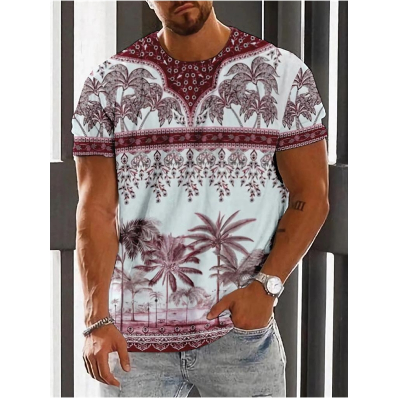 男性用のエスニックプリントTシャツ,ヴィンテージ,夏のファッ - Ethnic Fashion Clothing のレビューと価格