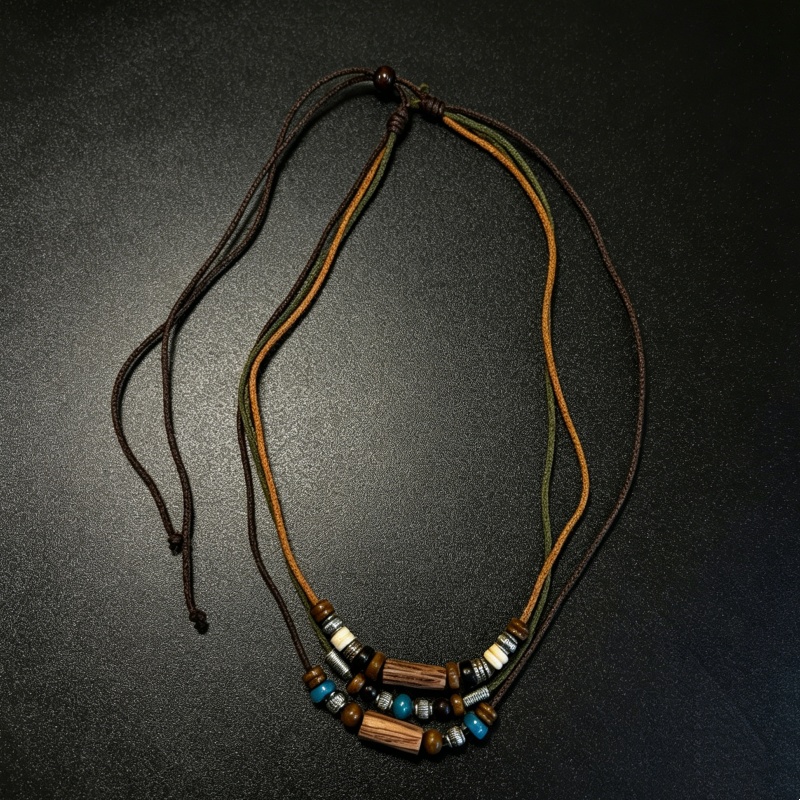 ヴィンテージ 2 層フェイクレザーワックスロープジュエリーセ - Fashion Ethnic Wear For Men のレビューと価格