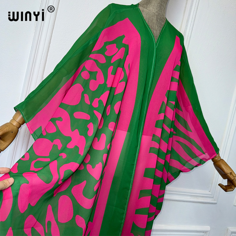 WINYI アフリカボヘミアンプリント着物風ルーズドレス 女 - Kaftan Women Boho のレビューと価格