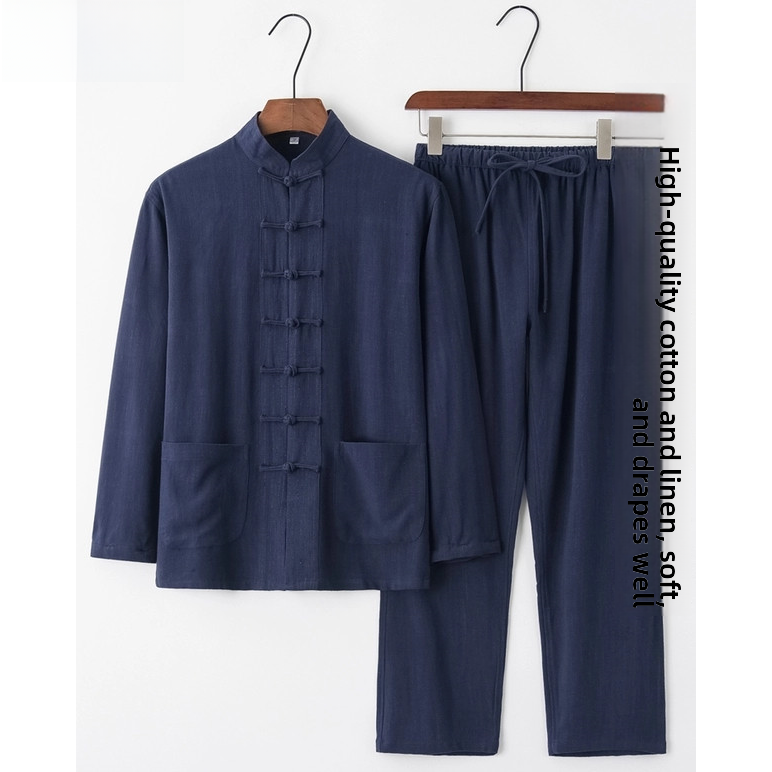 夏用コットンリネン製ユース漢服半袖唐装シャツ、ファッショナブ - Fashion Ethnic Wear For Men のレビューと価格