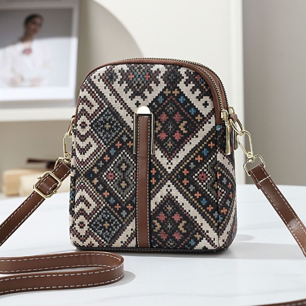 ファッションボヘミアンスタイルプリント電話バッグPUレザーエ - Ethnic Fashion For Ladies のレビューと価格
