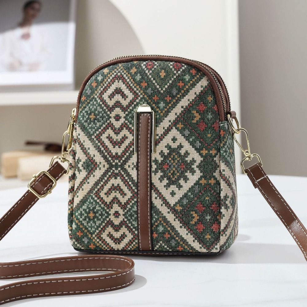ファッションボヘミアンスタイルプリント電話バッグPUレザーエ - Ethnic Fashion For Ladies のレビューと価格