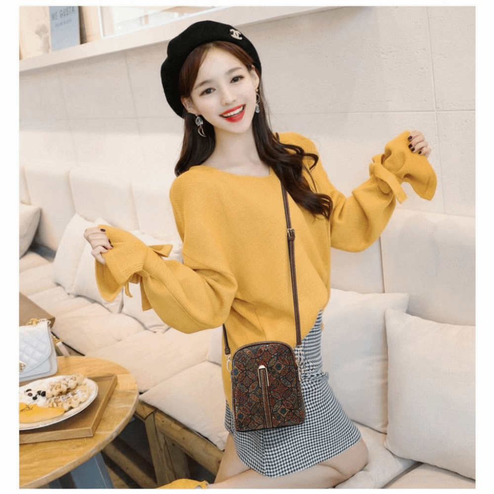 ファッションボヘミアンスタイルプリント電話バッグPUレザーエ - Ethnic Fashion For Ladies のレビューと価格