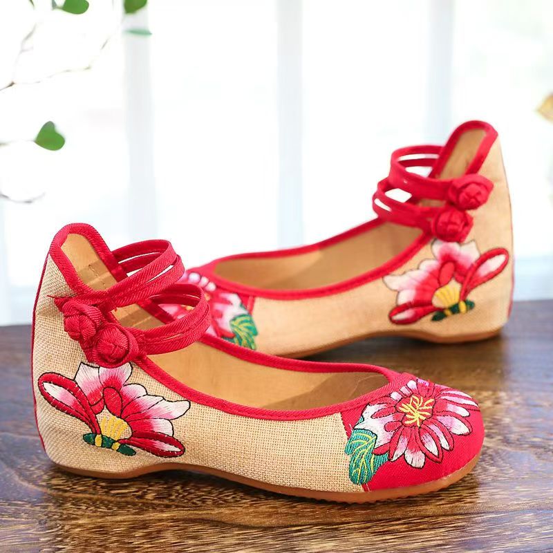 女性ウェッジ刺繍布靴春夏新エスニックスタイルソフトソールバレ - Ethnic Fabric のレビューと価格
