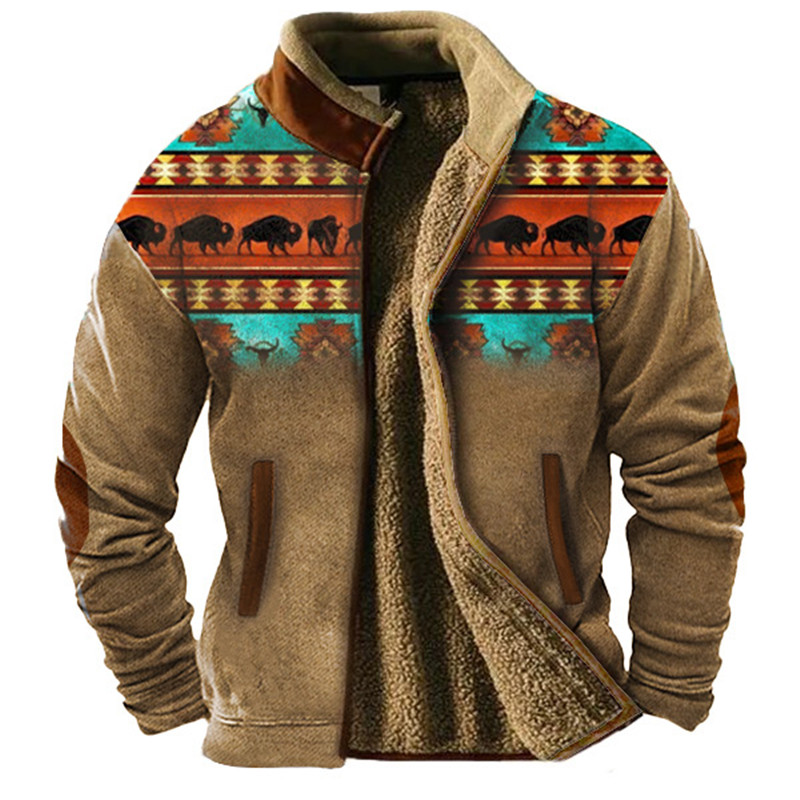 冬用メンズ長袖フルジッパーウール裏地ジャケット、冬に暖かい、 - Fashion Ethnic Wear For Men のレビューと価格