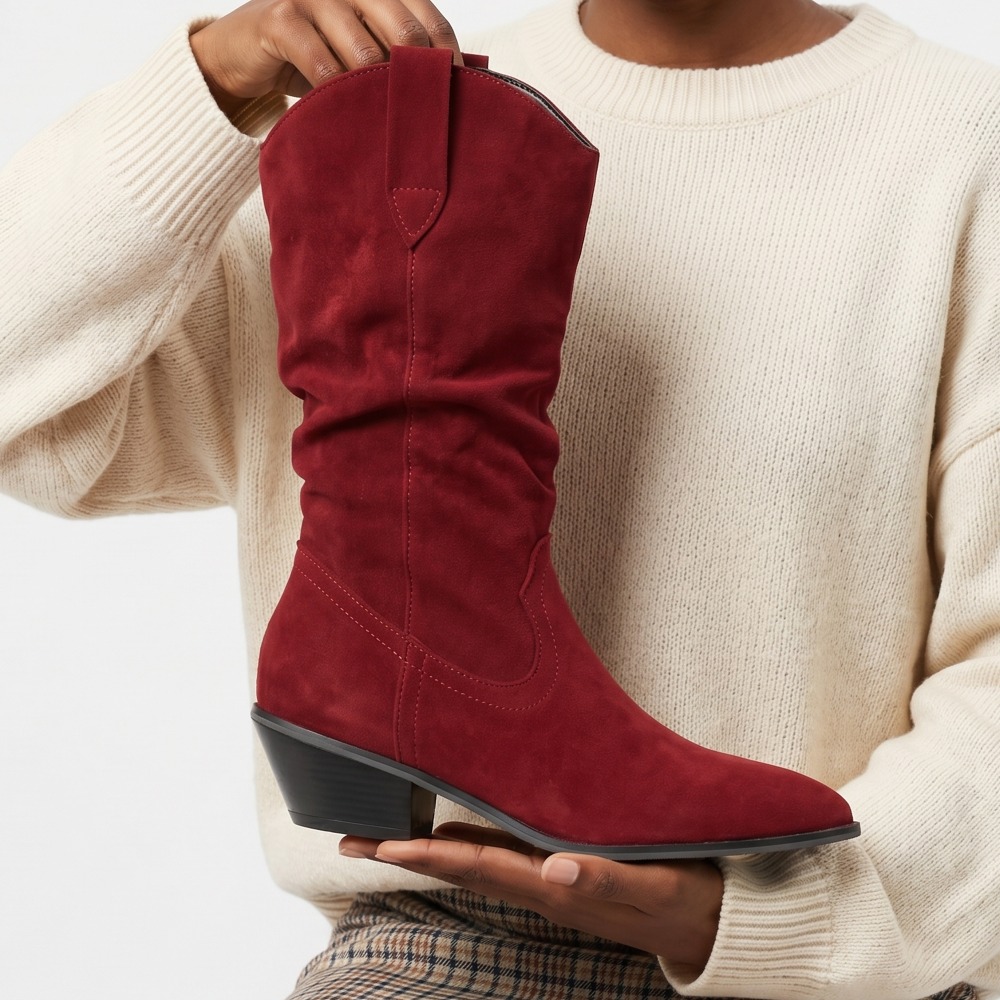 秋冬用ベルベットショートブーツ、ウエスタンカウボーイブーツ、 - Ethnic And Fashion のレビューと価格