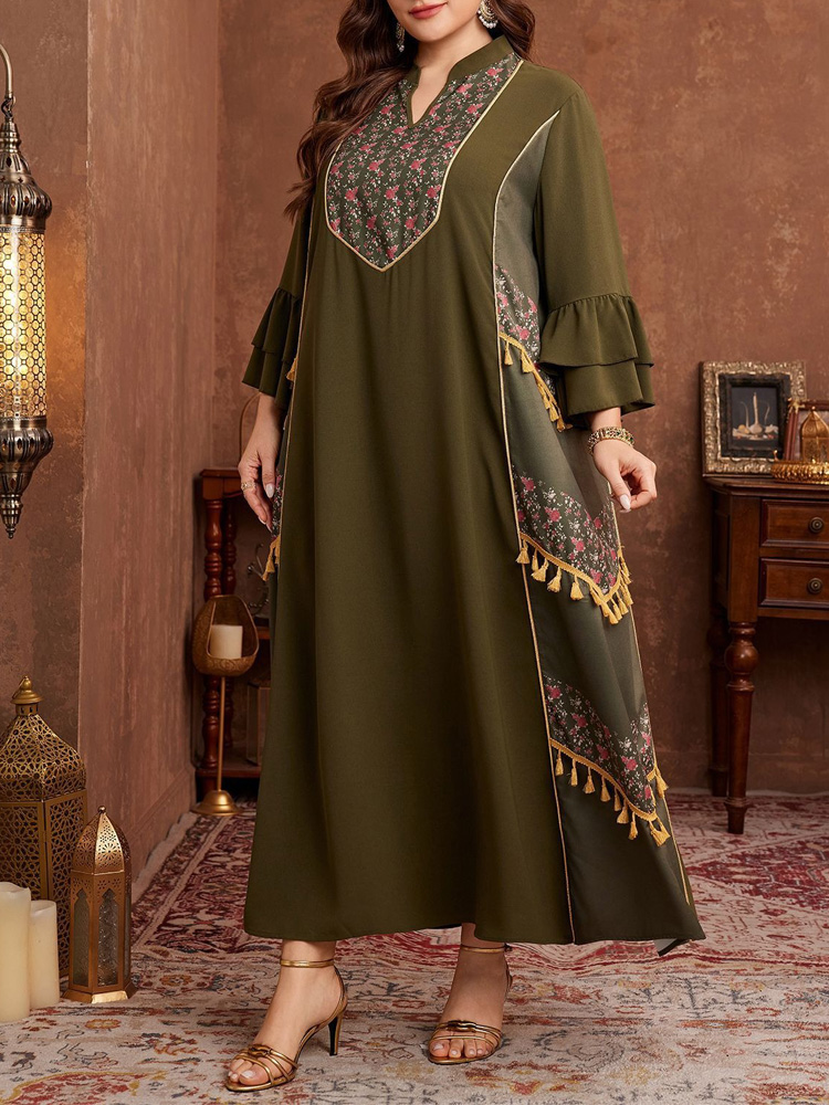 GIBSIE プラスサイズ エスニックスタイル プリント タ - Ethnic Style Dresses のレビューと価格