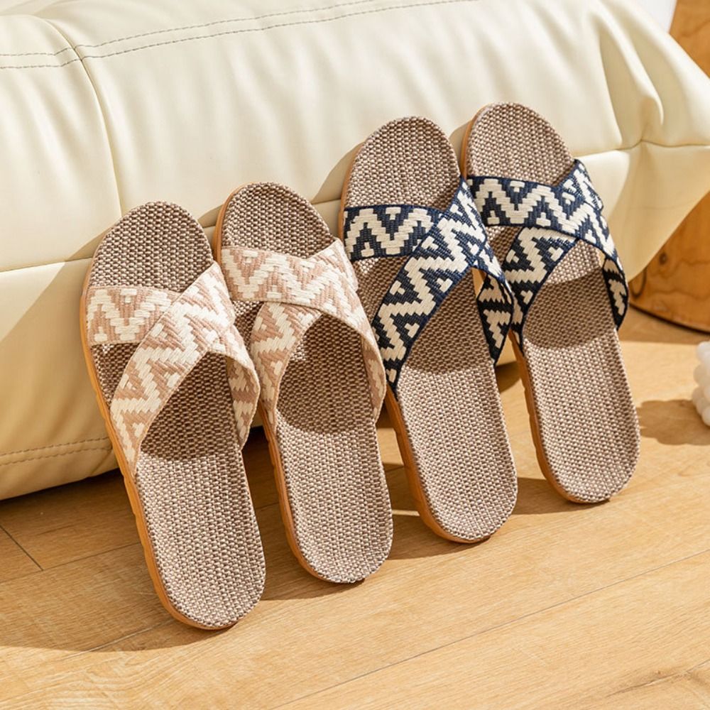 ファッションエスニックスタイルリネンクロススリッパ亜麻ソフト - Ethnic And Fashion のレビューと価格