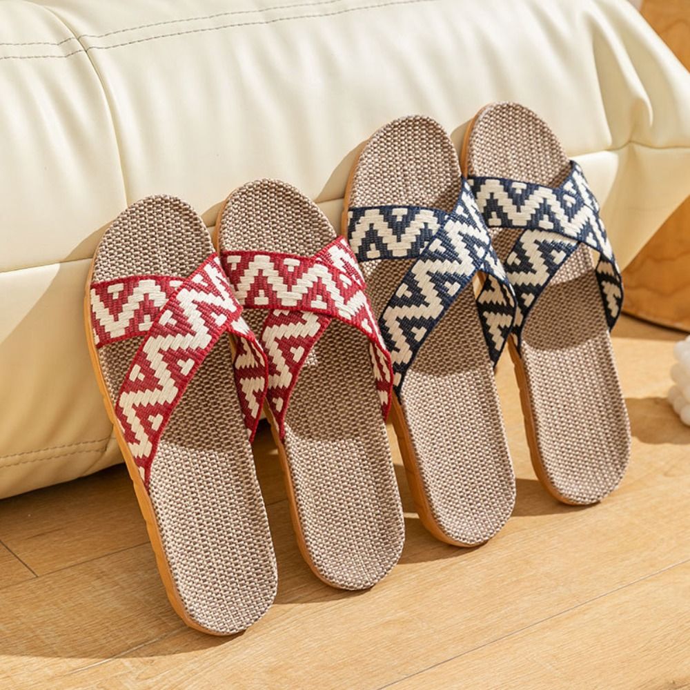 ファッションエスニックスタイルリネンクロススリッパ亜麻ソフト - Ethnic And Fashion のレビューと価格